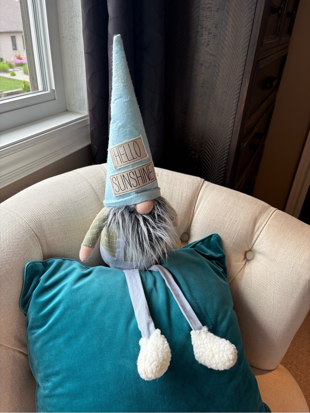 Hello Sunshine Blue Gnome Plush Décor
